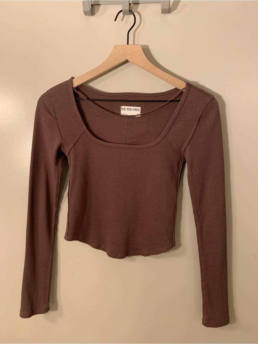 We The Free Brown Ribbed Long-Sleeve